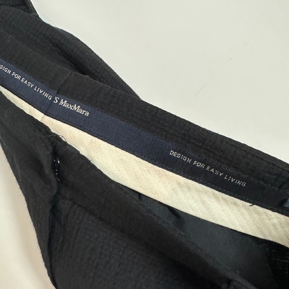 MaxMara Cuffed Wide Leg Textured Black Knit Pants 4 - Picture 7 of 9